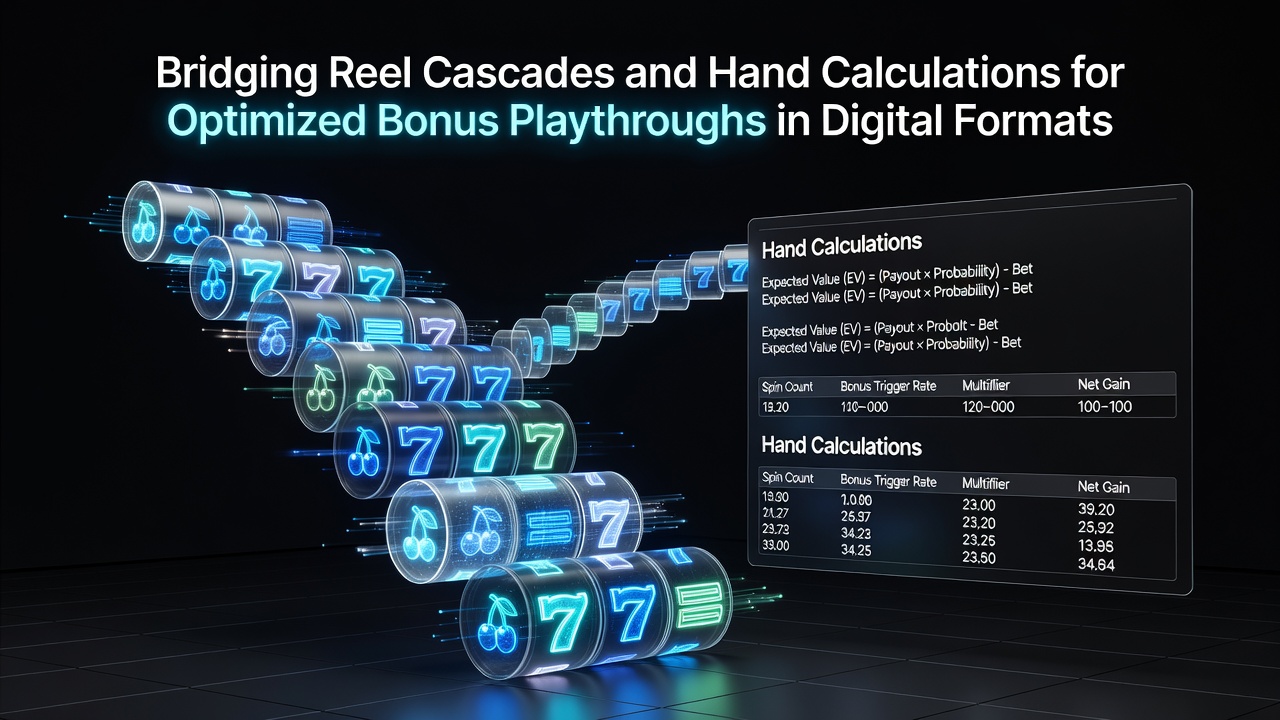 Digital interface showing cascading reel mechanics alongside blackjack hand analysis tools for bonus optimization