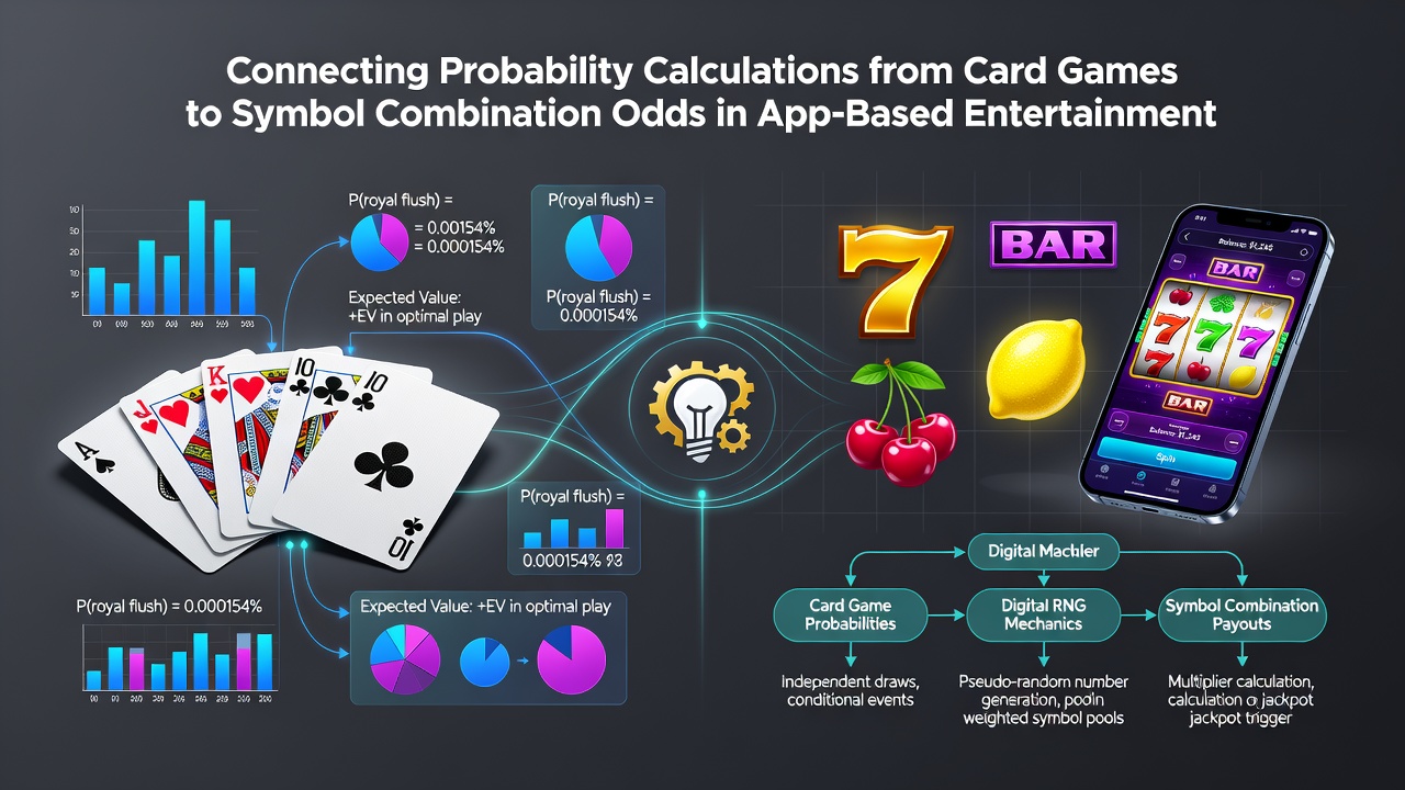 Comparison chart of card draw sequences and reel symbol probability distributions