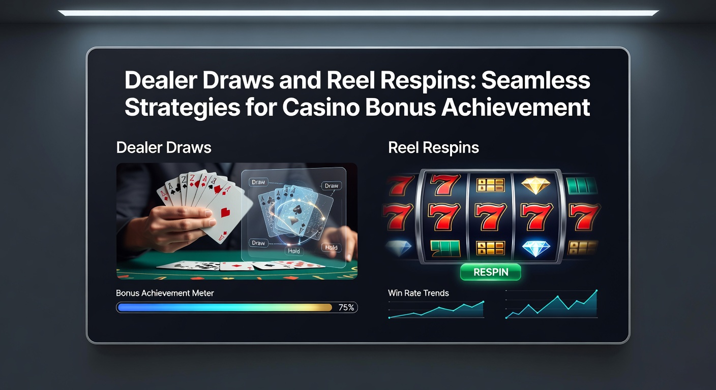 Dynamic casino scene showing a blackjack dealer drawing a card while slot reels respin in the background, highlighting bonus strategy integration