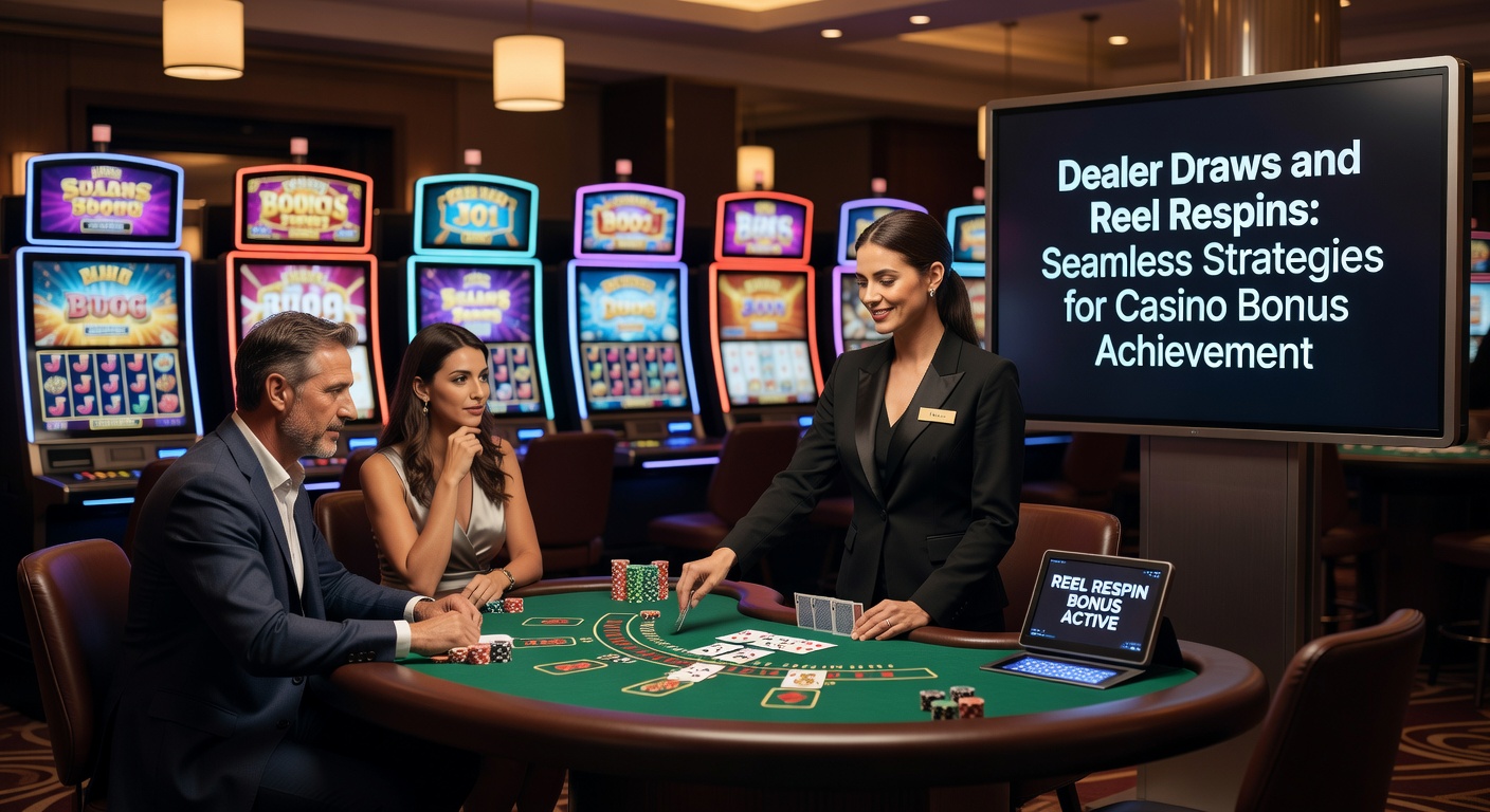 Strategic flowchart depicting blackjack dealer draw decisions flowing into slot reel respin activations for optimized bonus wagering
