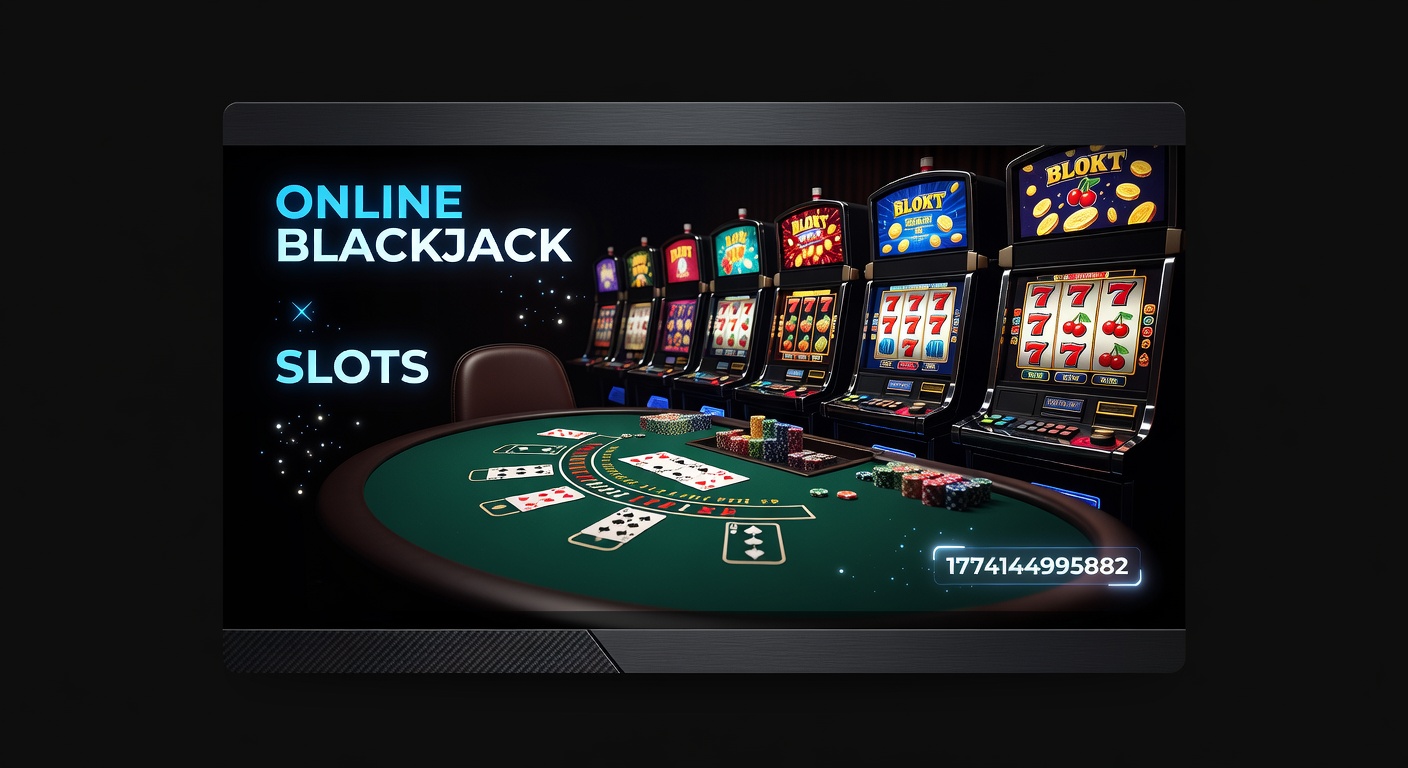 Digital casino interface showing blackjack table and colorful slot reels spinning, highlighting online gaming vibrancy