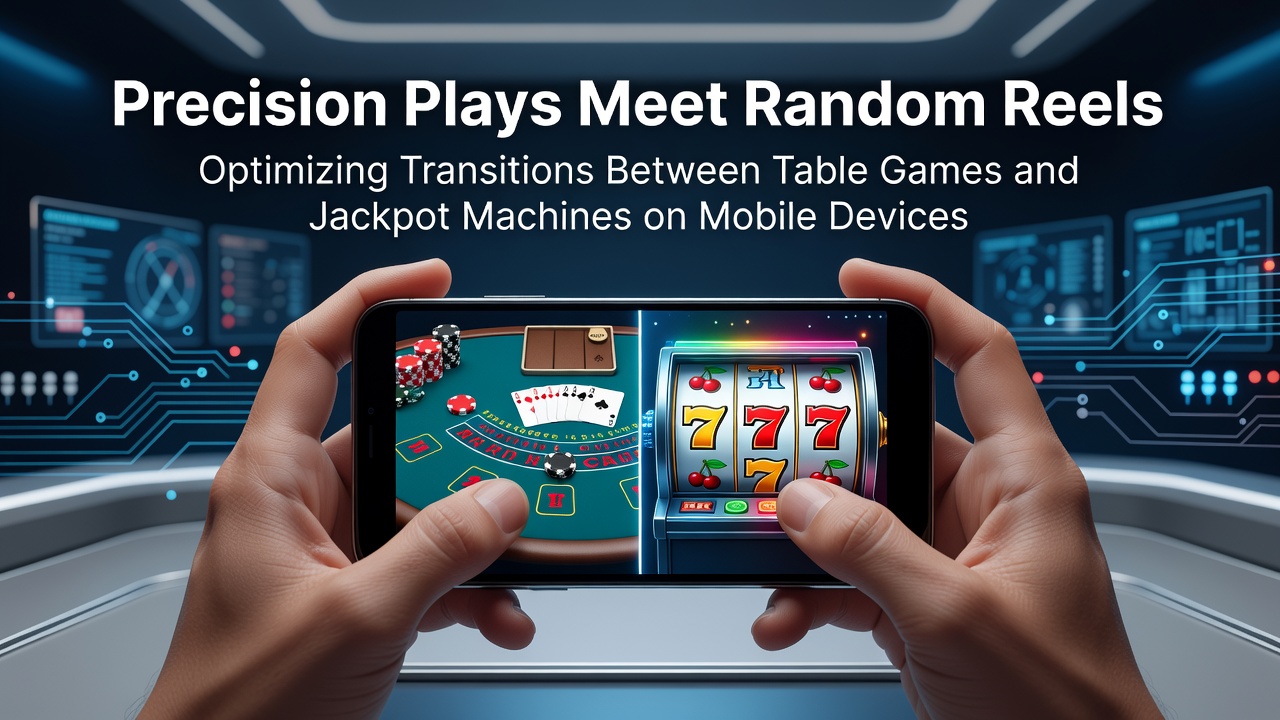 Mobile interface showing blackjack table alongside slot reels with quick transition buttons