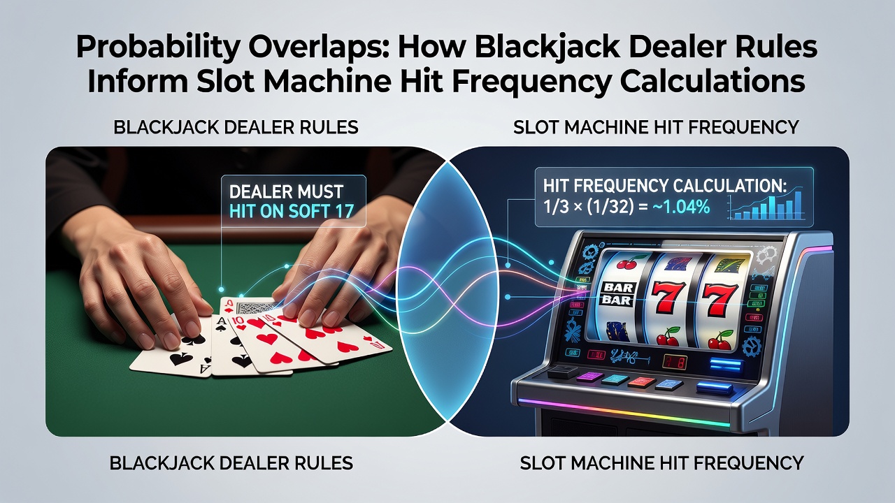Chart comparing hit frequency curves derived from blackjack rules and slot reel distributions