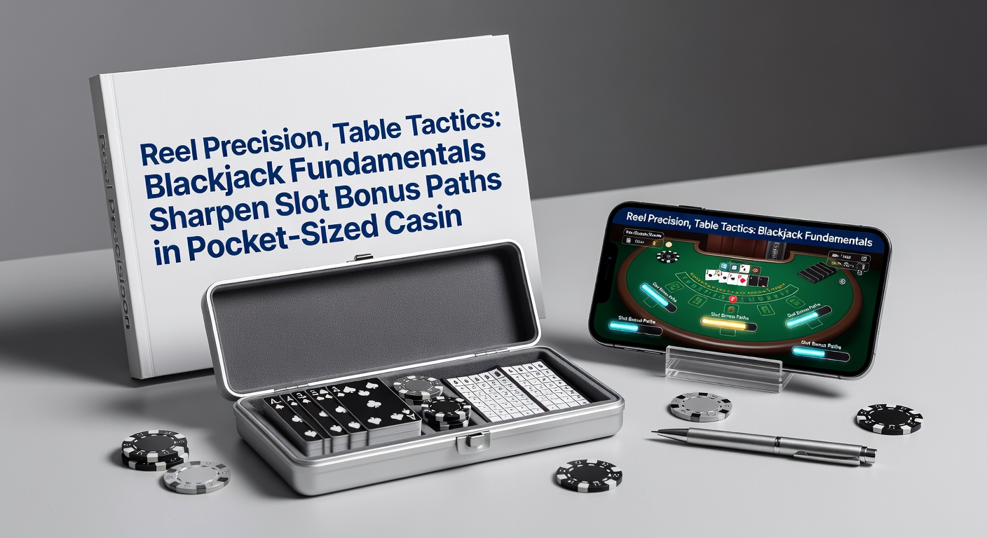Close-up of mobile blackjack hand with basic strategy chart beside a slot bonus wheel activation, illustrating cross-game wagering flow