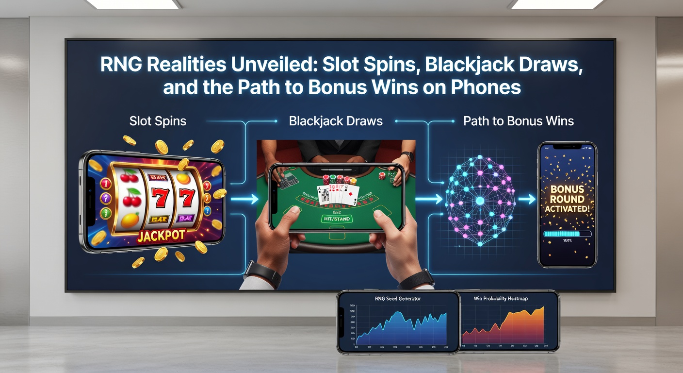 Close-up of a blackjack hand on a smartphone, with RNG-simulated dealer cards fanned out
