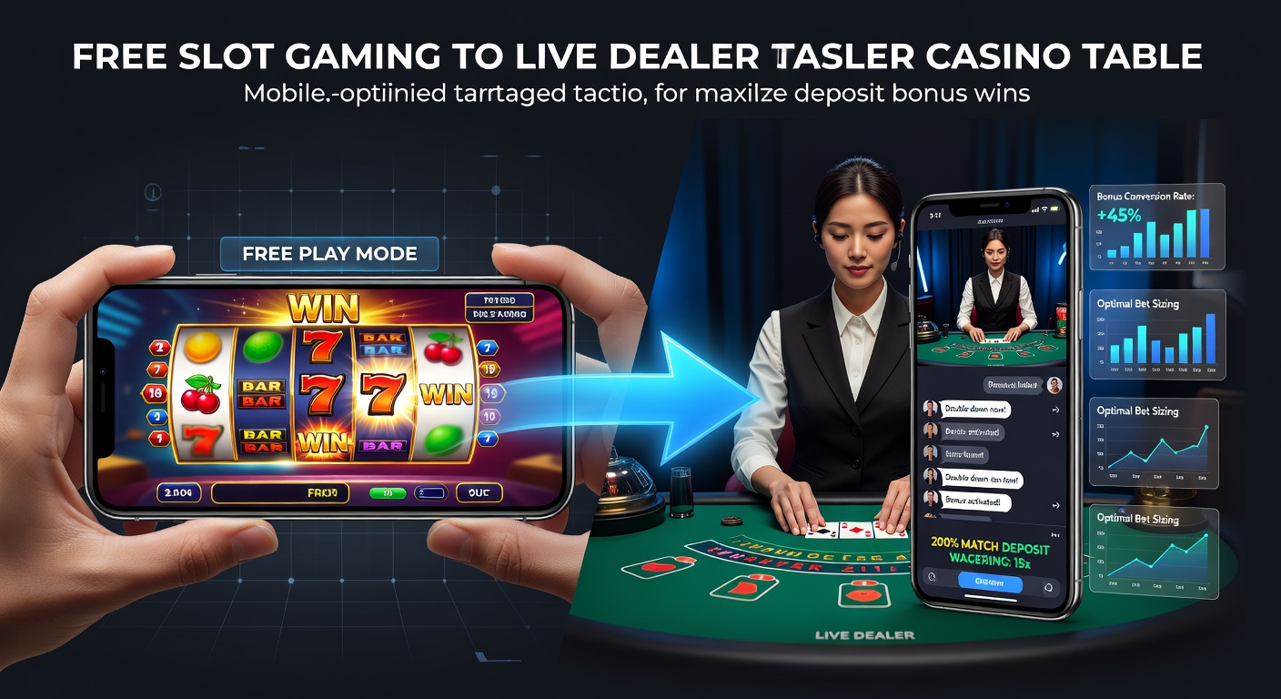 Smartphone screen showing a player transitioning from colorful slot reels to a live blackjack table, highlighting deposit bonus progress bar
