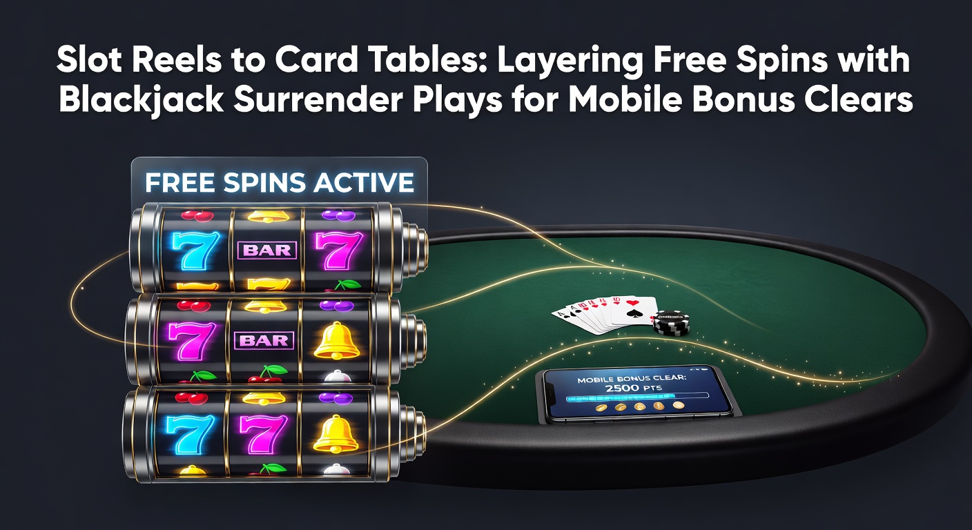 Mobile screen showing slot reels spinning alongside a blackjack table layout, illustrating bonus clearing strategy