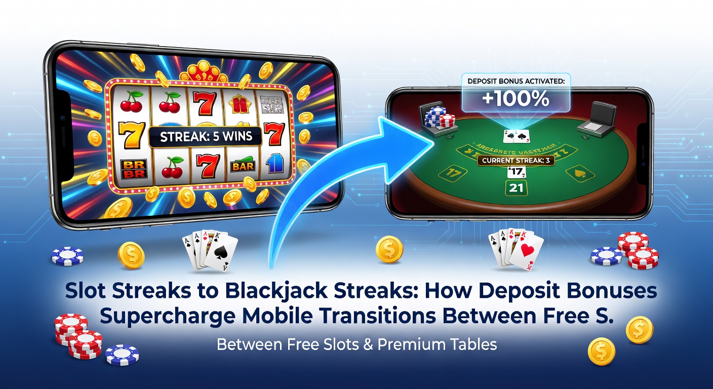 Screenshot of deposit bonus interface on mobile app showing slot winnings transferred to live blackjack lobby
